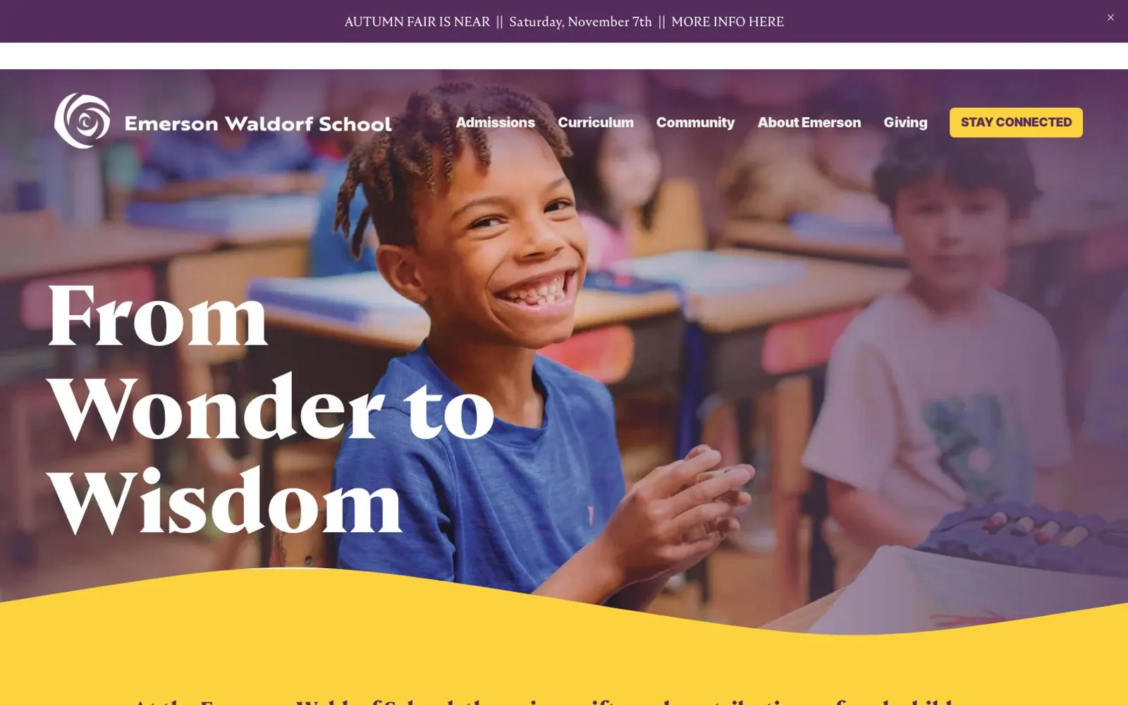 The home page of Emerson Waldorf School