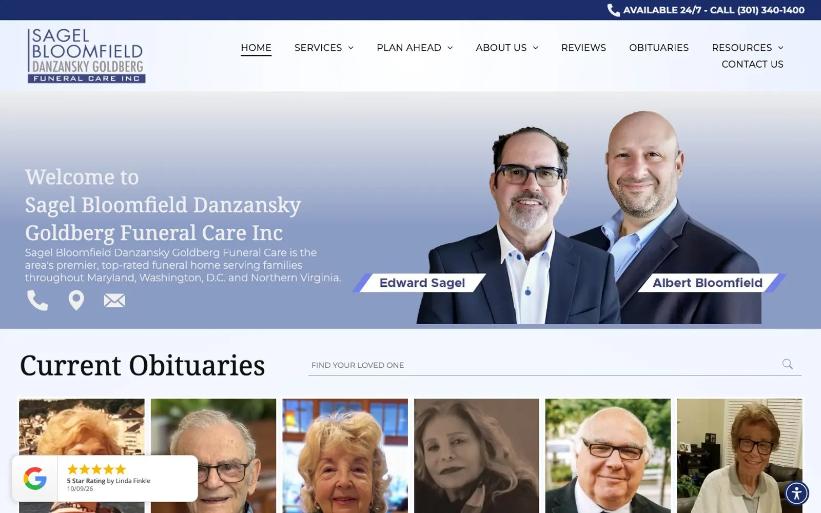 The home page of Sagel Bloomfield Danzansky Goldberg Funeral Care