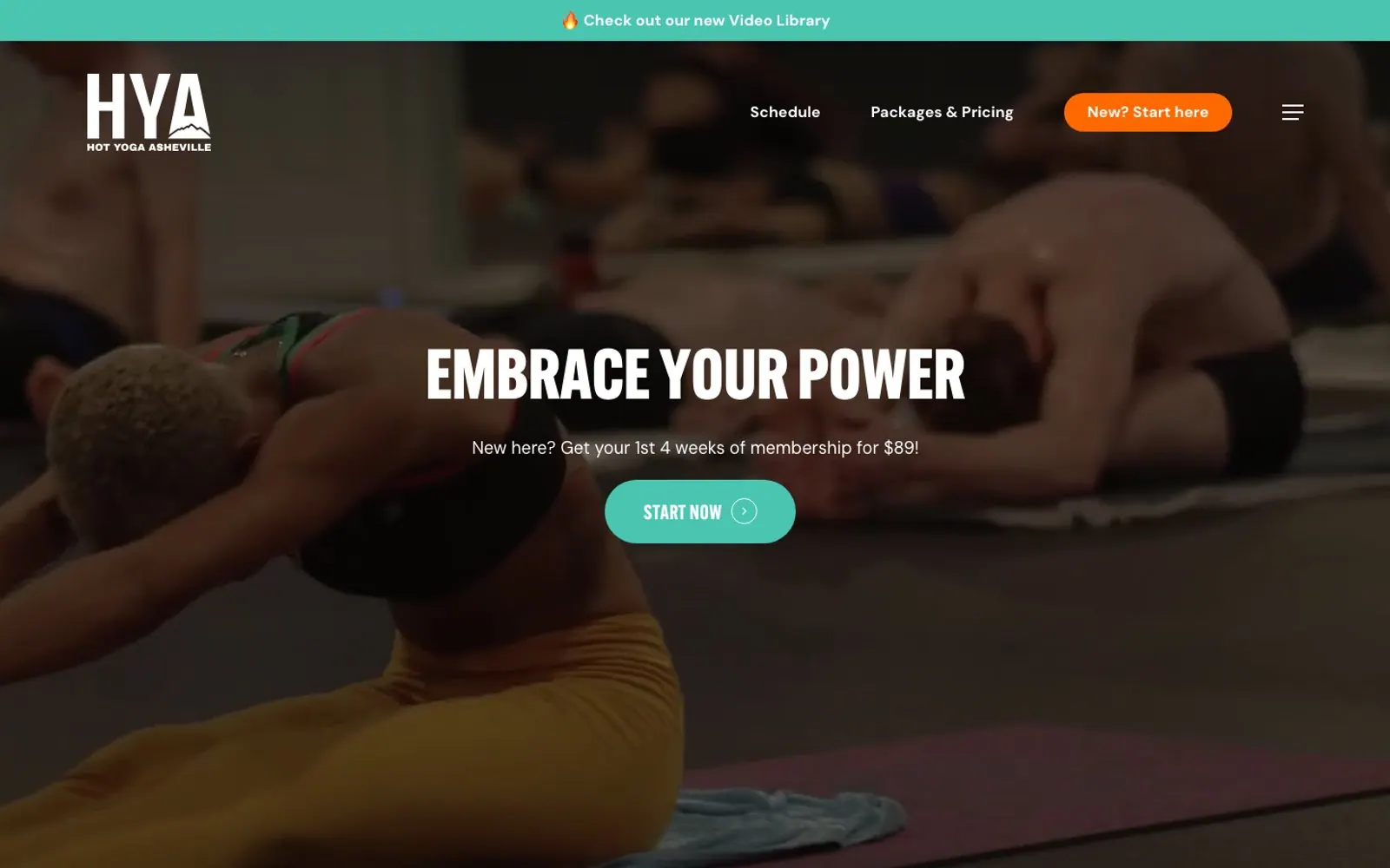 The home page of Hot Yoga Asheville