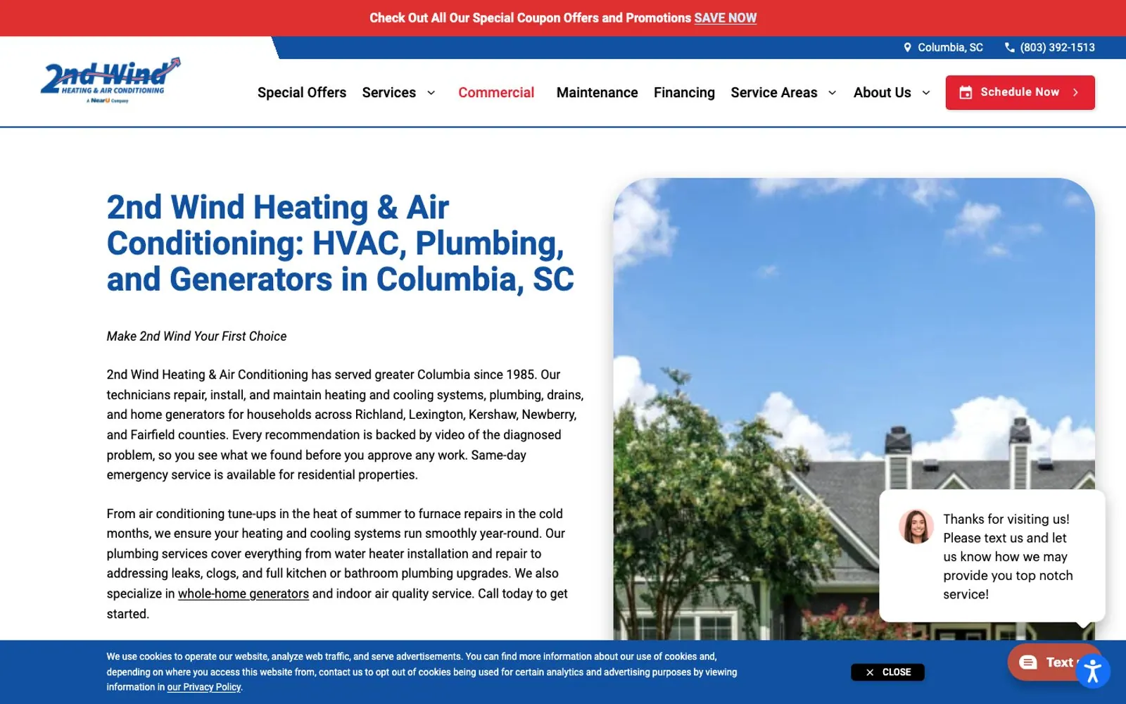 The home page of 2nd Wind Heating & Air Conditioning