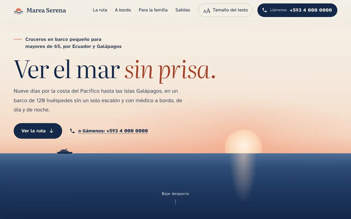 Marea Serena, the first screen